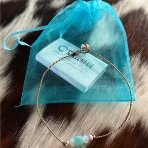 New authentic Tula blue bohemian opalite, Amazonia and blush pearl anklet